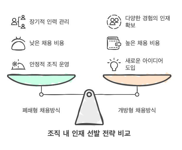 조직내-채용방식-전략비교-폐쇄형-개방형