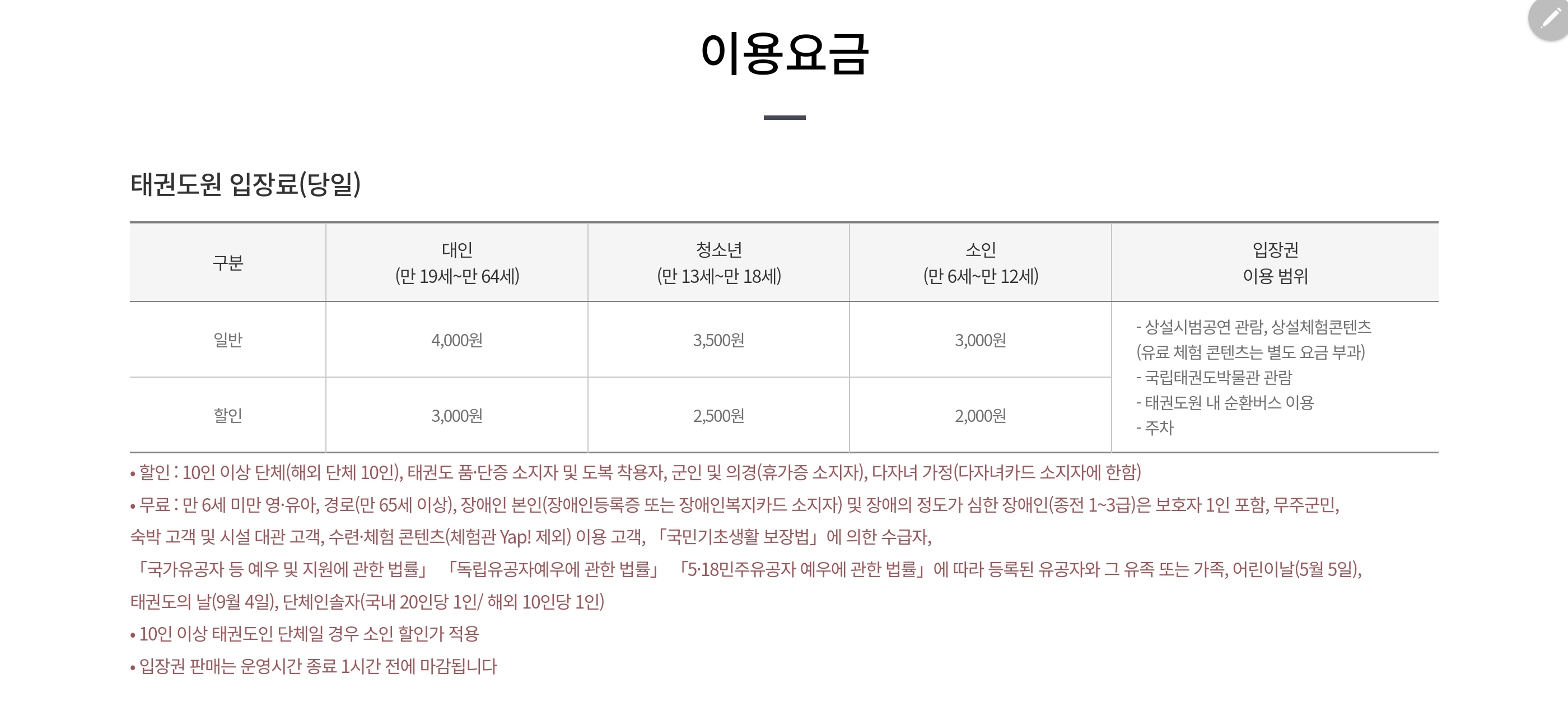 무주 태권도원 입장료