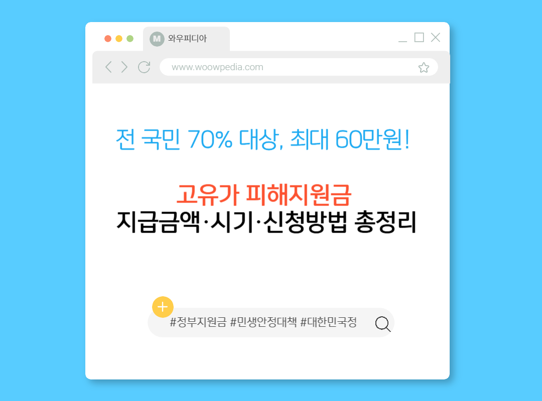전 국민 70%가 대상 최대 60만원! 고유가 피해지원금 지급금액·시기·신청방법 총정리