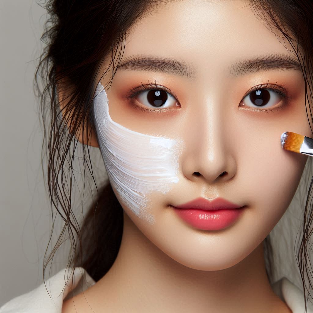 보습팩을 하고 있는 여성