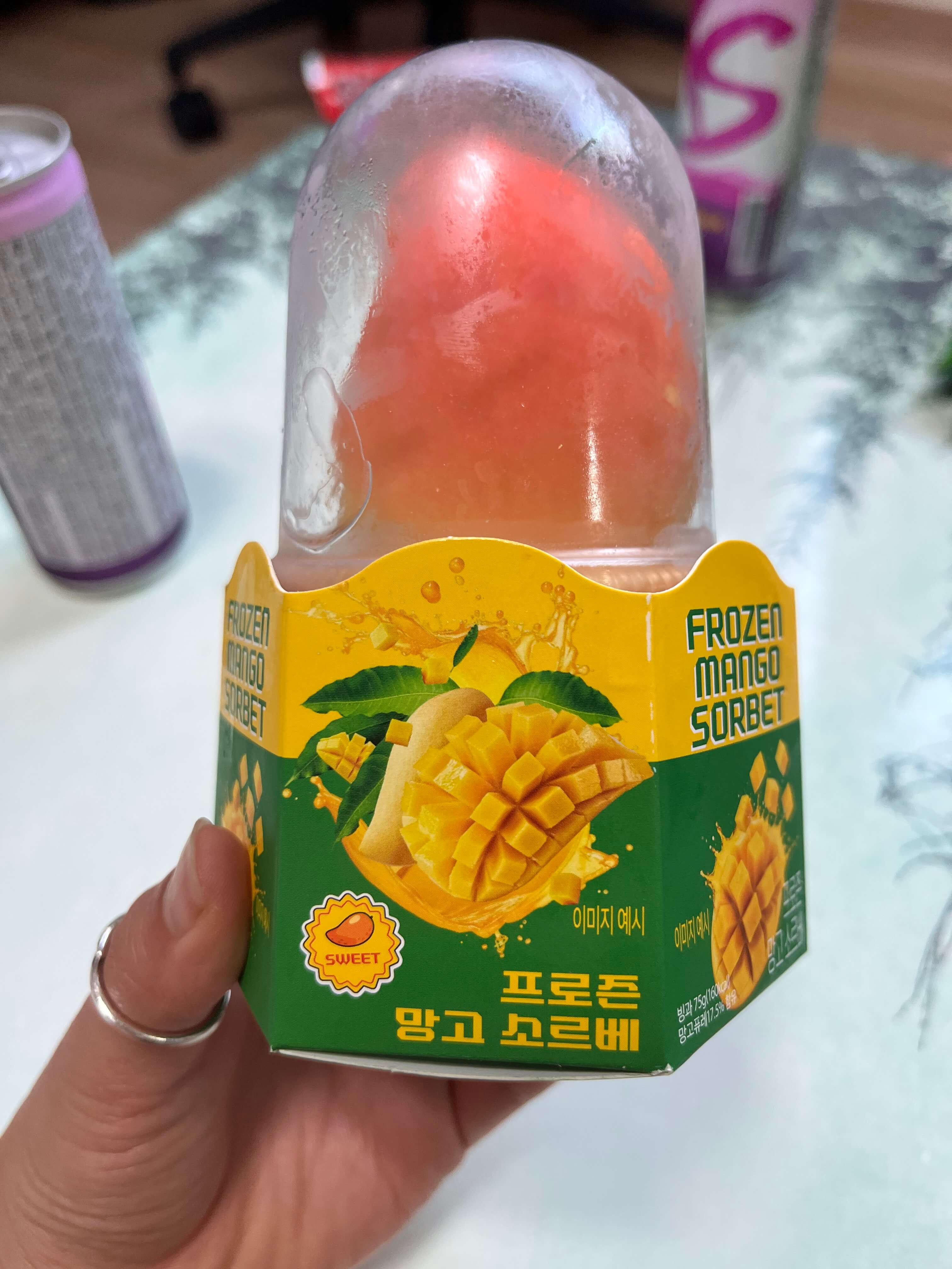 GS25 편의점 신상 프로즌 소르베 과일모양 아이스크림 피치 레몬 애플망고