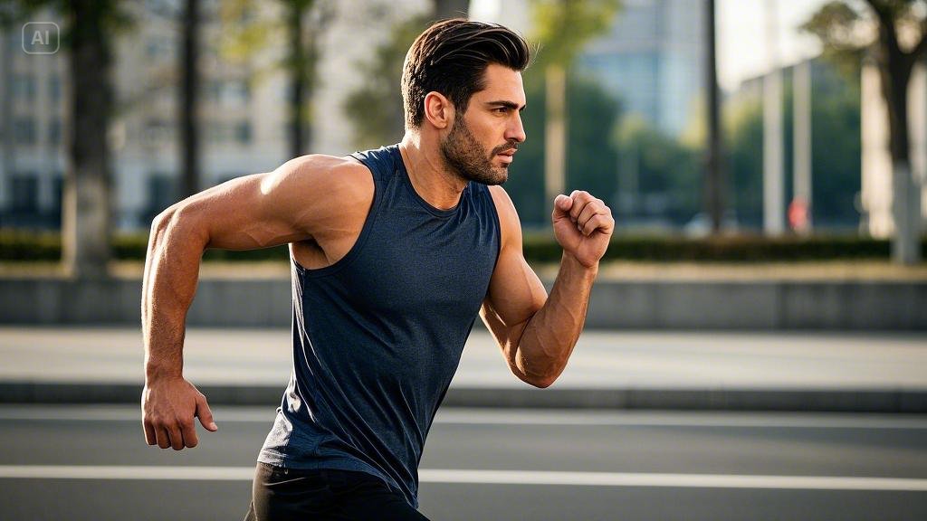 A handsome man is jogging to lose weight.