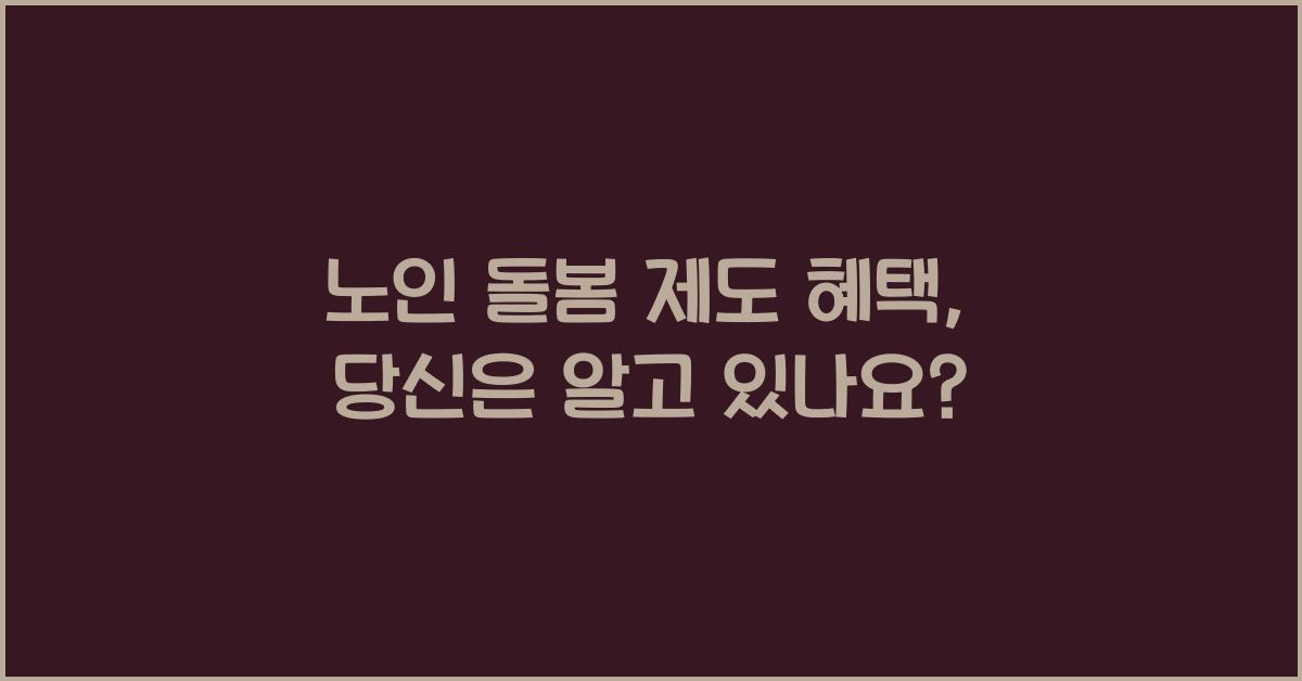 노인 돌봄 제도 혜택