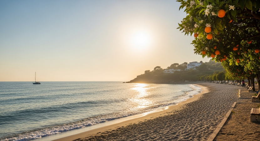 이른 아침 지중해 해변