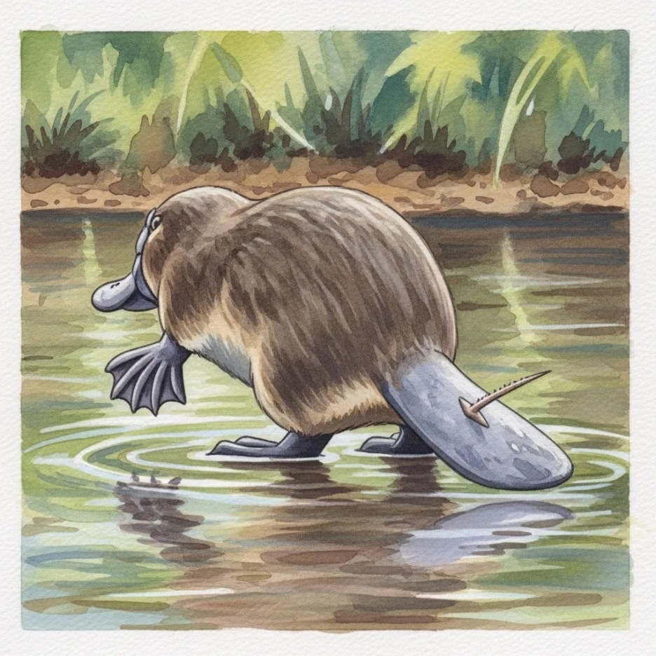 뒷발에 독이 있는 수컷 오리너구리