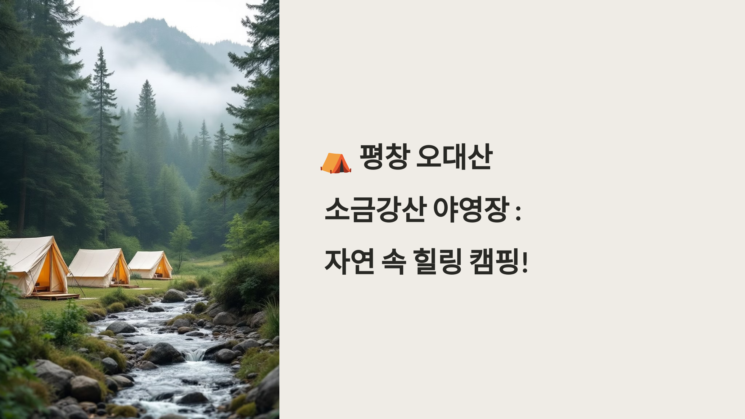 ⛺ 평창 오대산 소금강산 야영장 : 자연 속 힐링 캠핑!