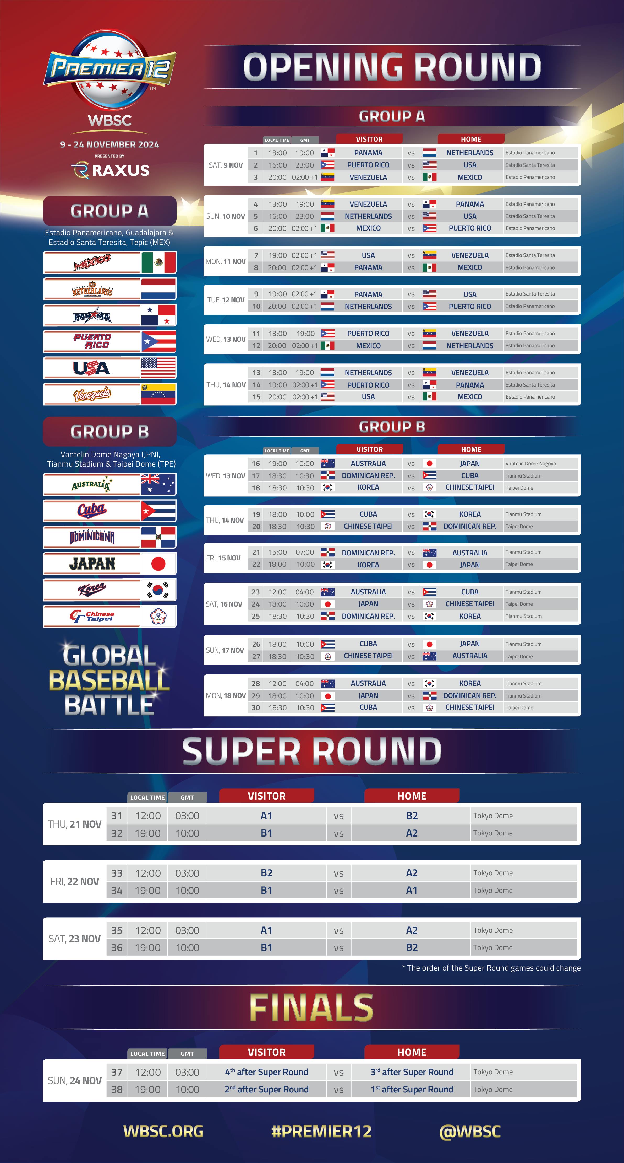 2024 WSBC 프리미어12 일정