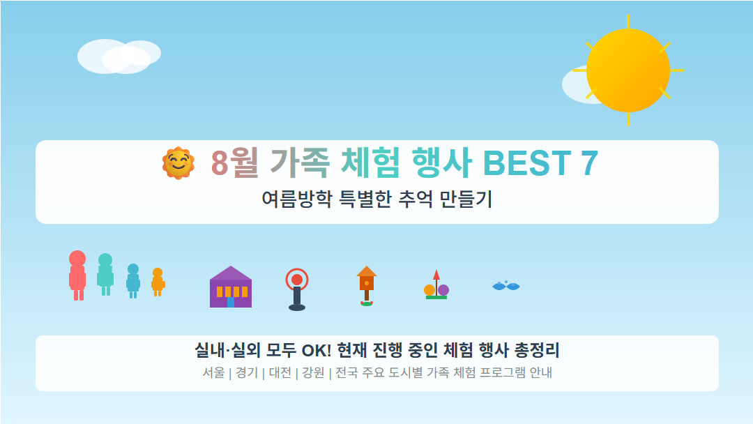 2025년 8월 가족 체험 행사 베스트 7 썸네일 - 여름방학 특별한 추억 만들기, 전국 박물관 과학관 축제 체험 프로그램 안내