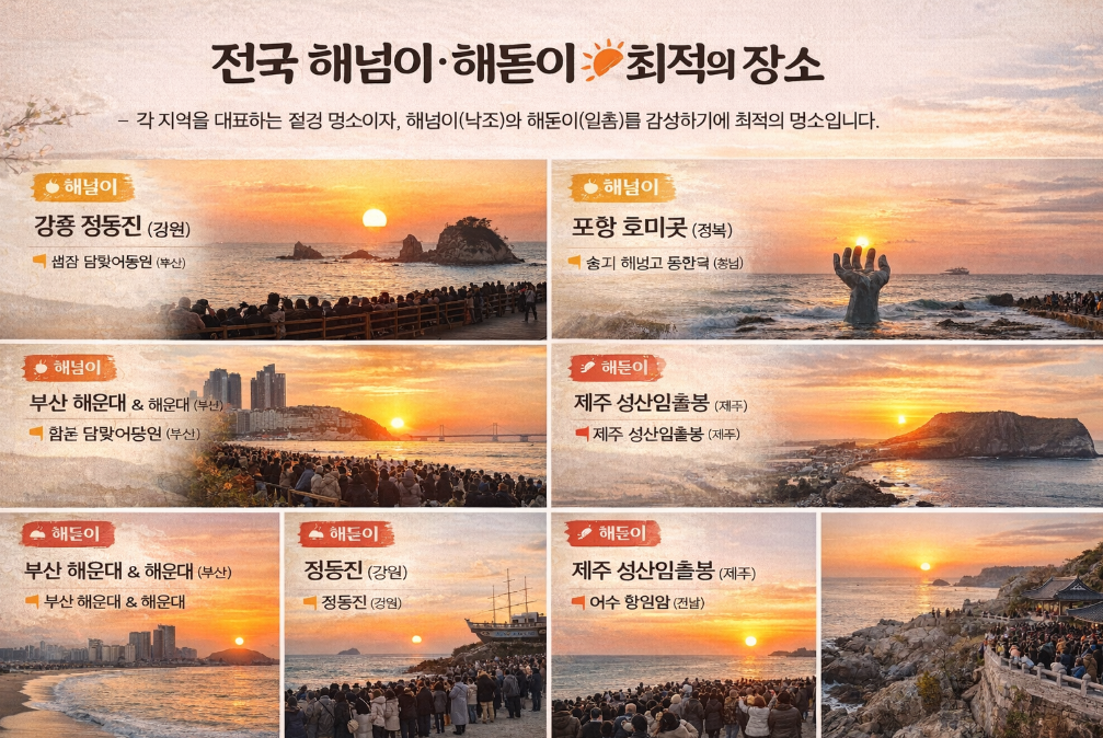 전국 해넘이 해돋이 명소 베스트 10곳 완벽 정리