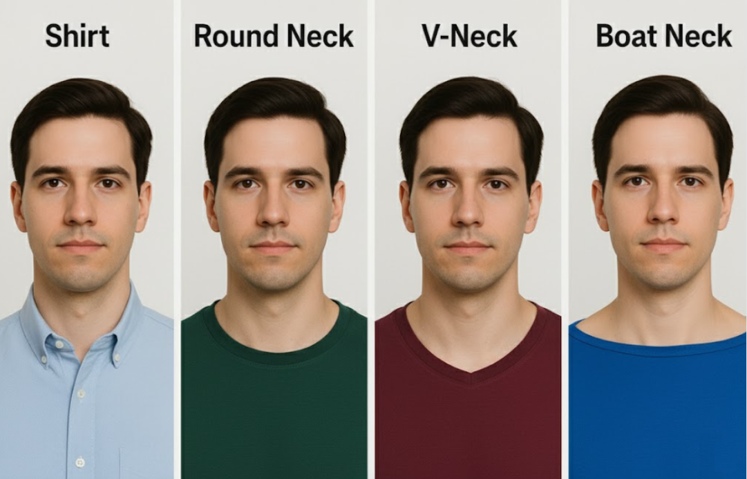 여권사진 옷차림 넥라인 비교