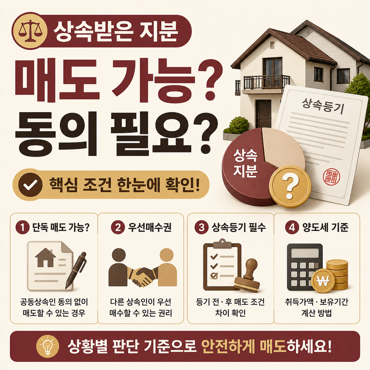 상속지분 매도 가능 여부와 동의 조건을 설명하는 이미지