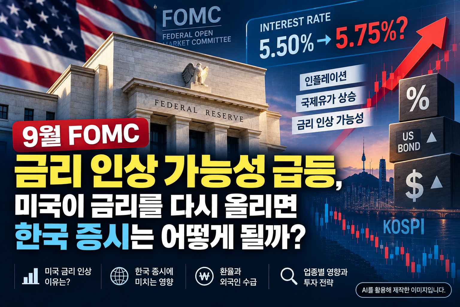 9월 FOMC 미국 금리 인상 가능성과 한국 증시 영향