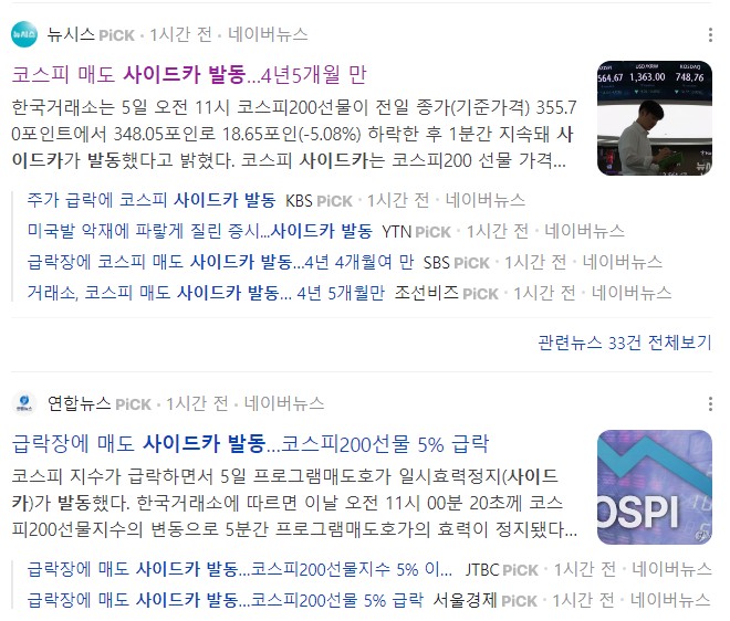 사이드카-발동-뉴스기사