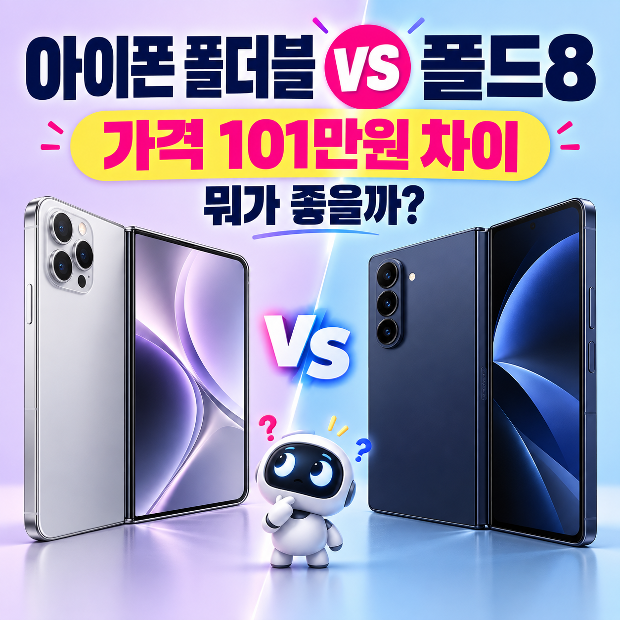 아이폰 폴더블 vs 갤럭시 Z 폴드8 비교｜가격 101만원 차이&middot;무게&middot;화면&middot;카메라 뭐가 좋을까?