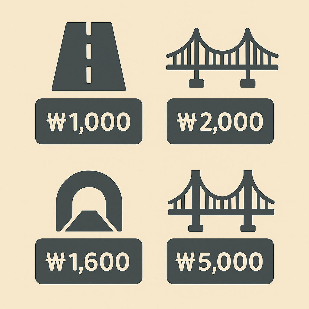 전국 유료 도로 요금 비교