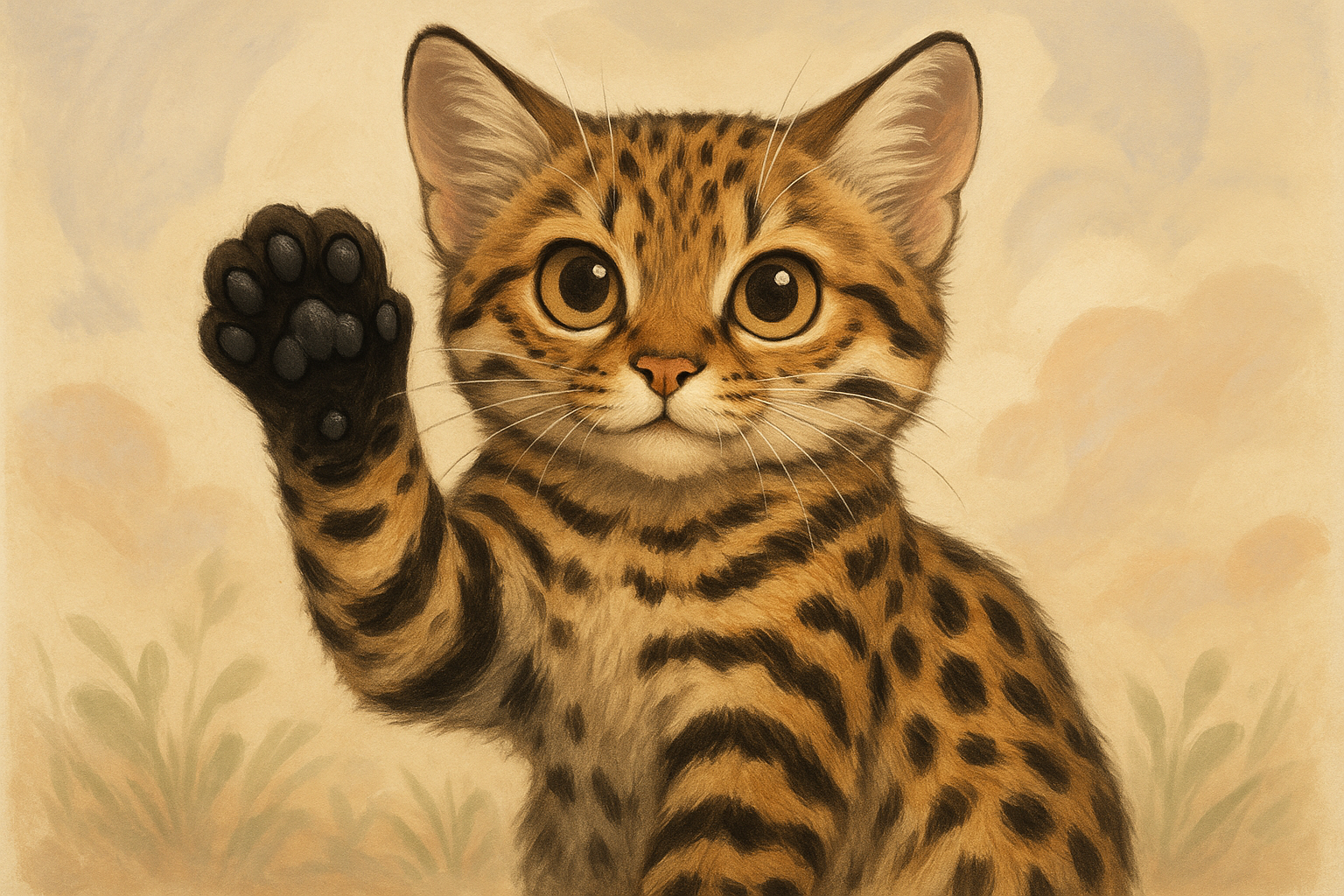 검은 털로 뒤덮여 있는 검은발살쾡이의 발