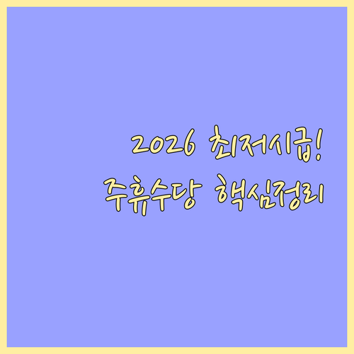 2026년 최저시급 주휴수당 계산법 ..