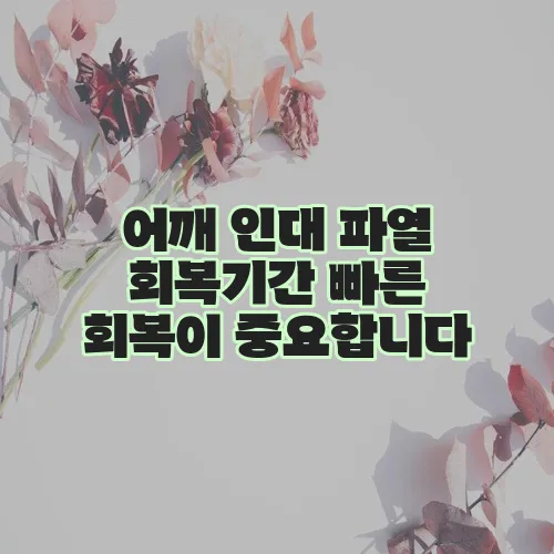 어깨 인대 파열 회복기간 빠른 회복이 중요합니다