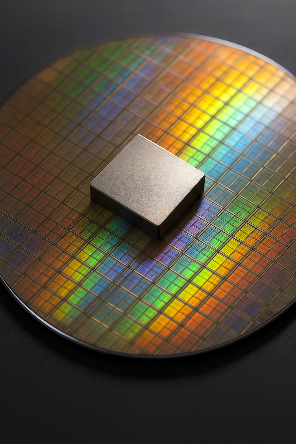 반도체 웨이퍼와 칩 이미지