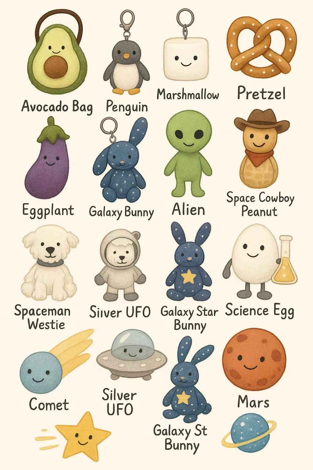 JELLYCAT 상품 한국어 영어 중국어 대만어 표현