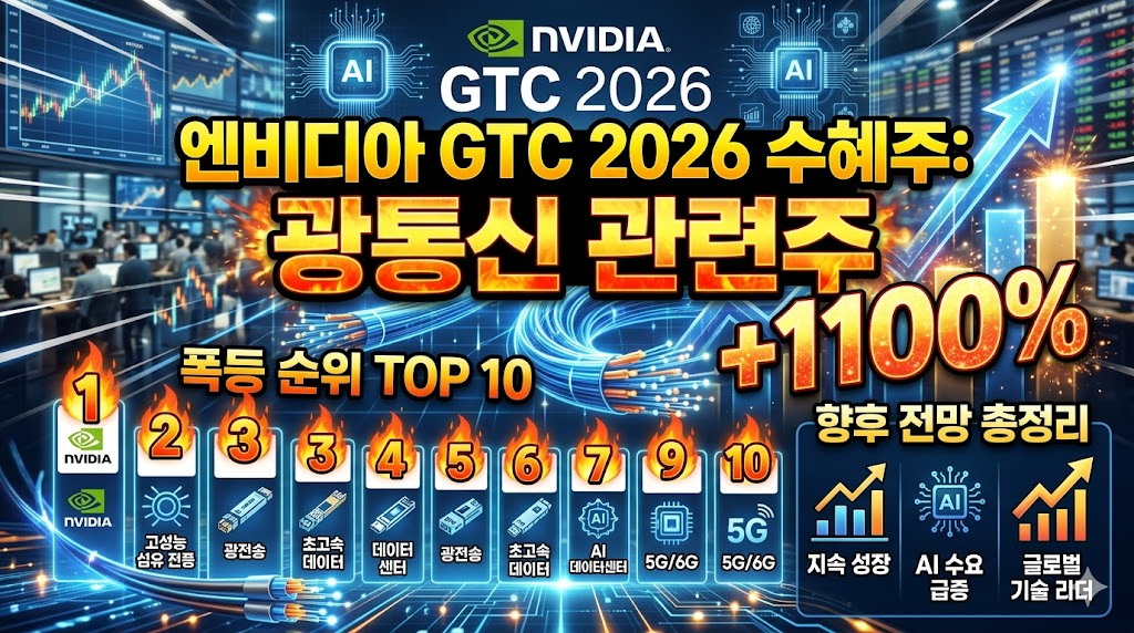 엔비디아 GTC 2026 수혜주: 광통신 관련주 1100% 폭등 순위 및 향후 전망 총정리
