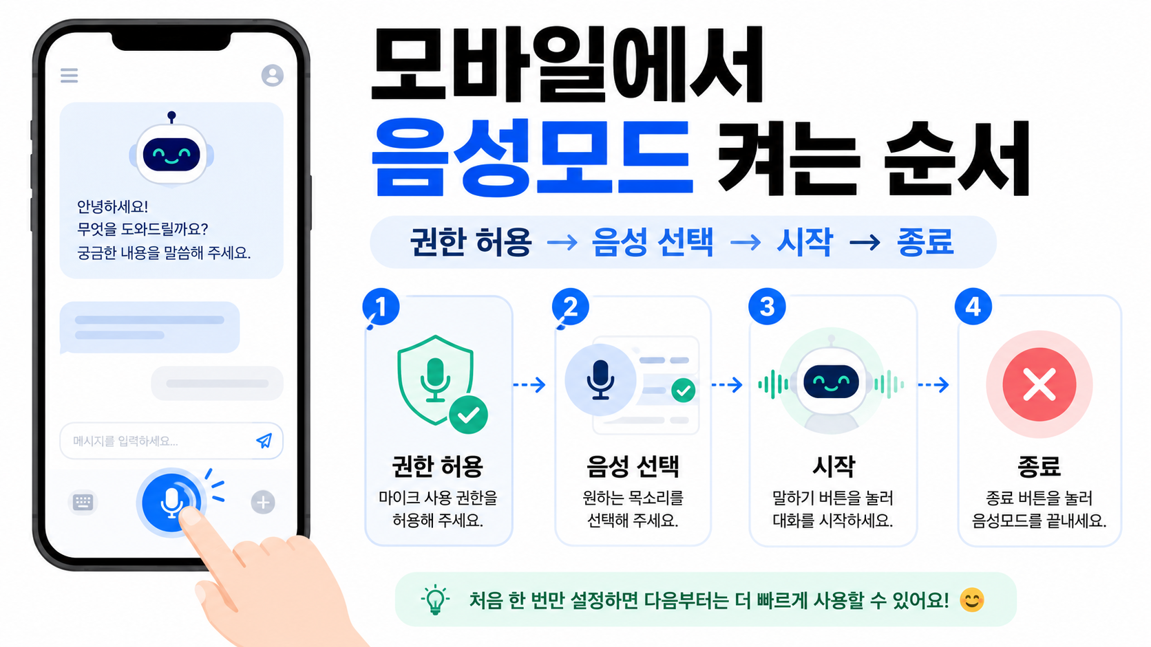 모바일에서 음성모드 켜는 순서