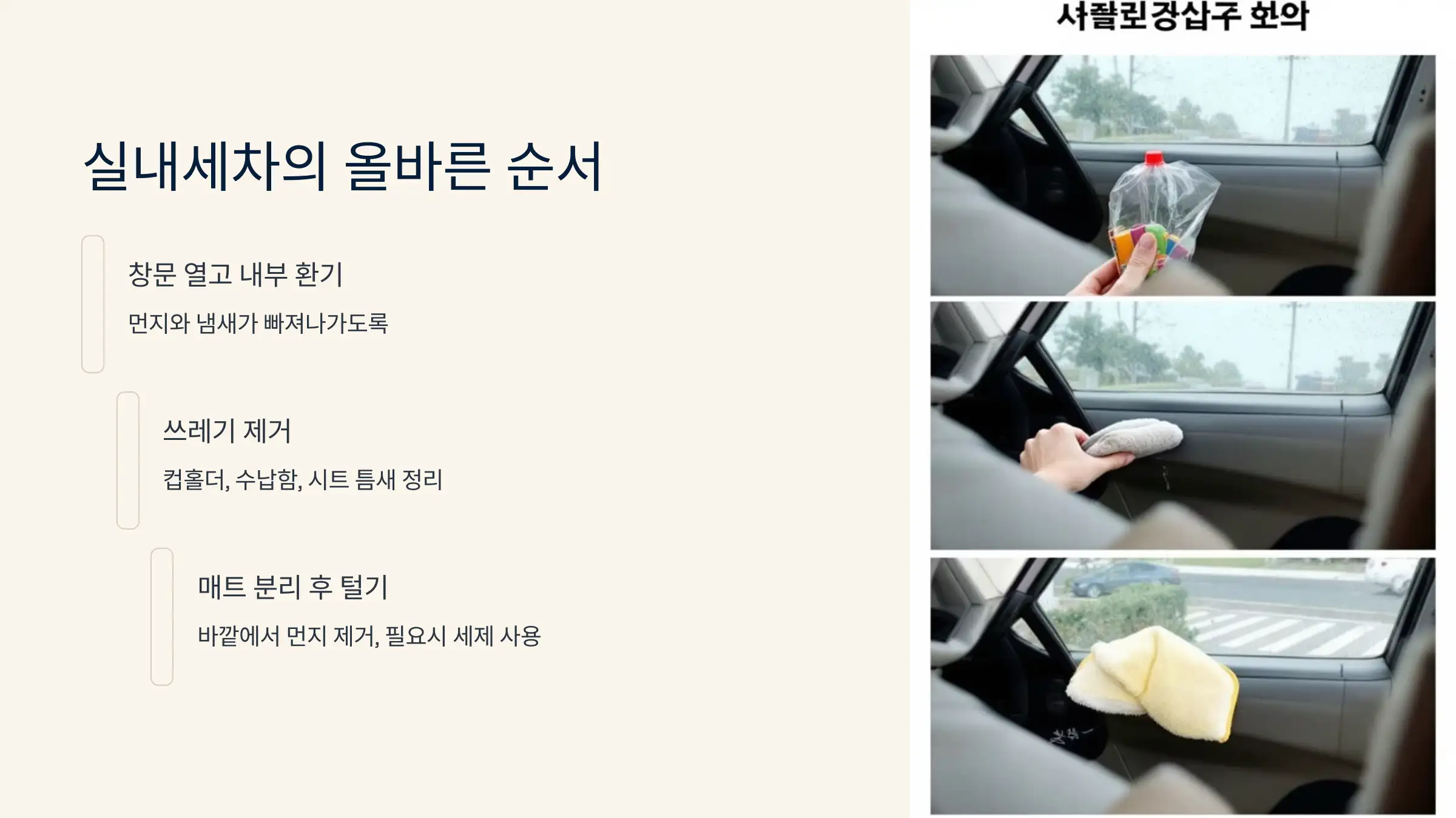 실내세차의 핵심, &lsquo;순서&rsquo;부터 제대로 알자