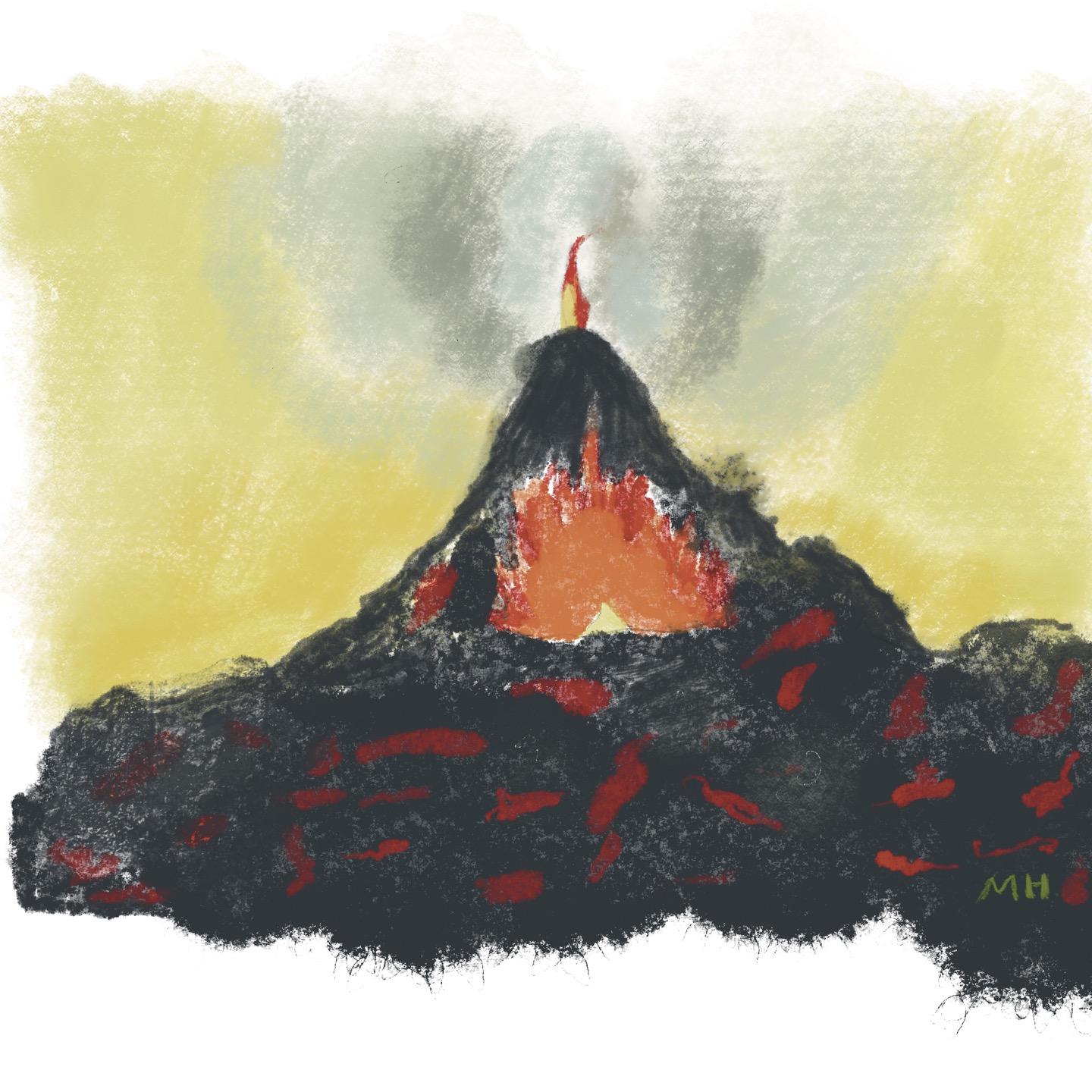 용암이 폭발되기 전의 산의 모습