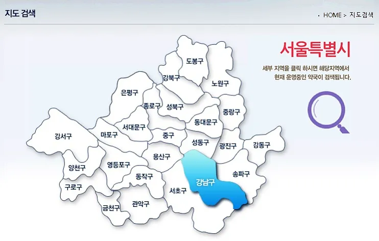 휴일지킴이 약국 지도검색