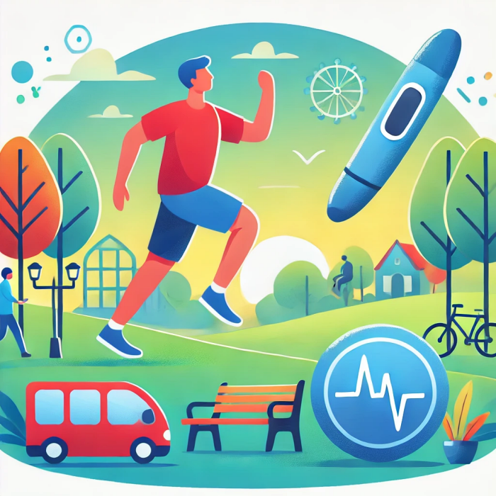 운동이 혈당 조절에 미치는 영향을 강조하는 일러스트