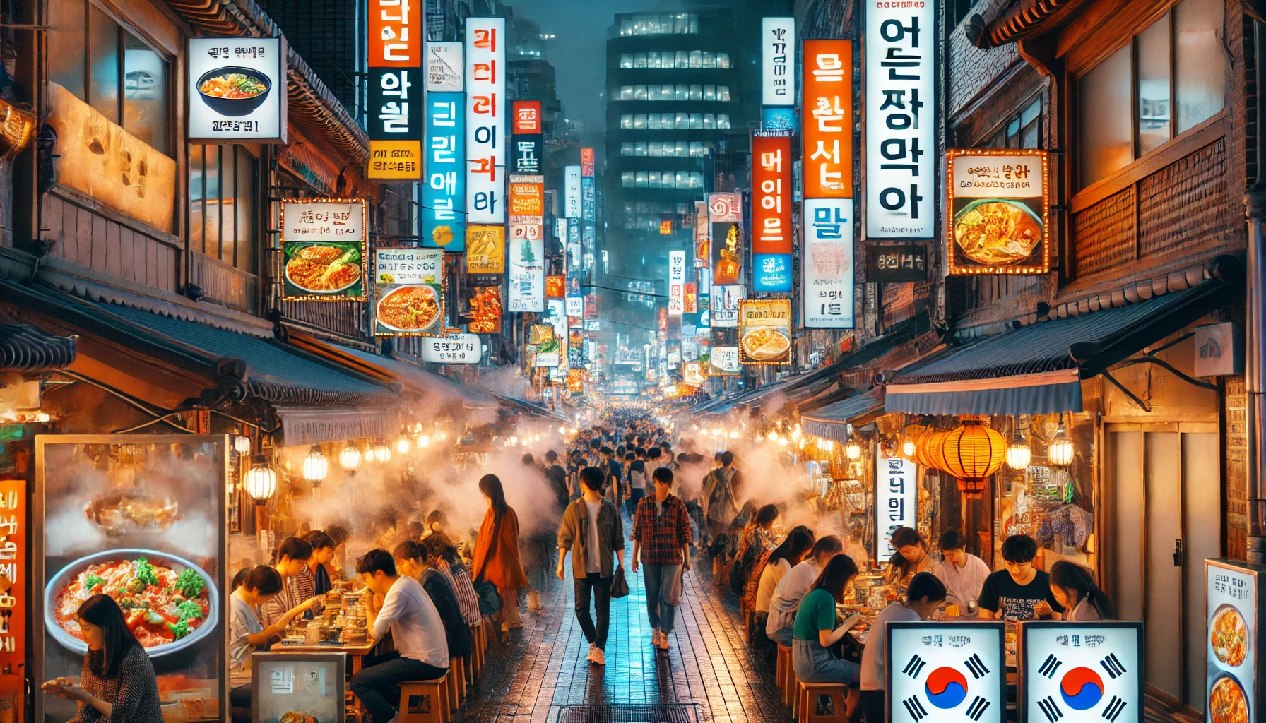 한국 맛집 거리 사진