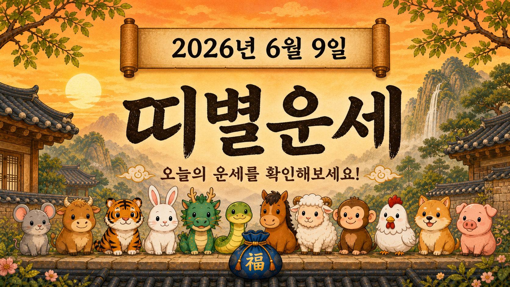 2026년 6월 9일 띠별운세 무료 보기 만세력 2D 이미지