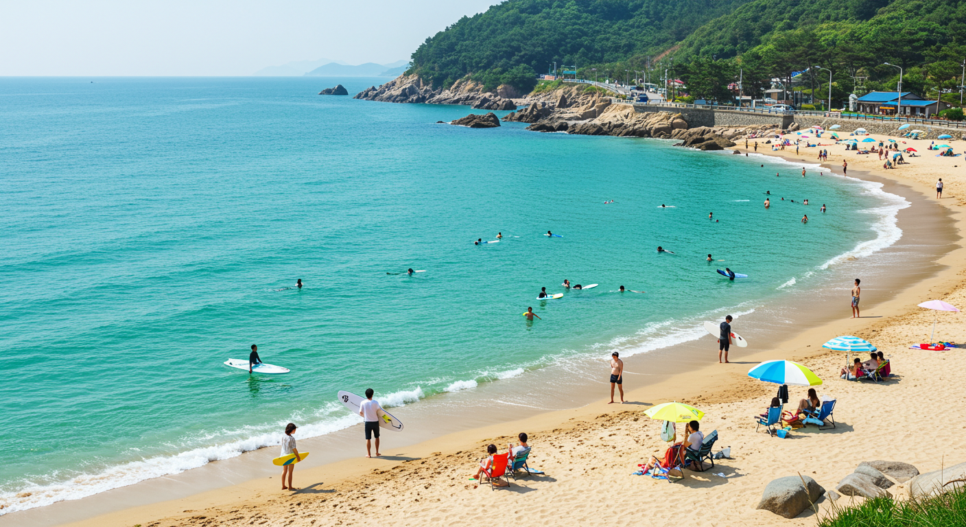 강원도 동해안 여름 바다 풍경과 해변 액티비티