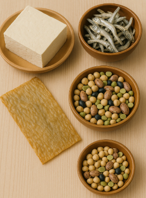 칼슘 많은 음식 두부, 멸치, 뱅어포, 콩