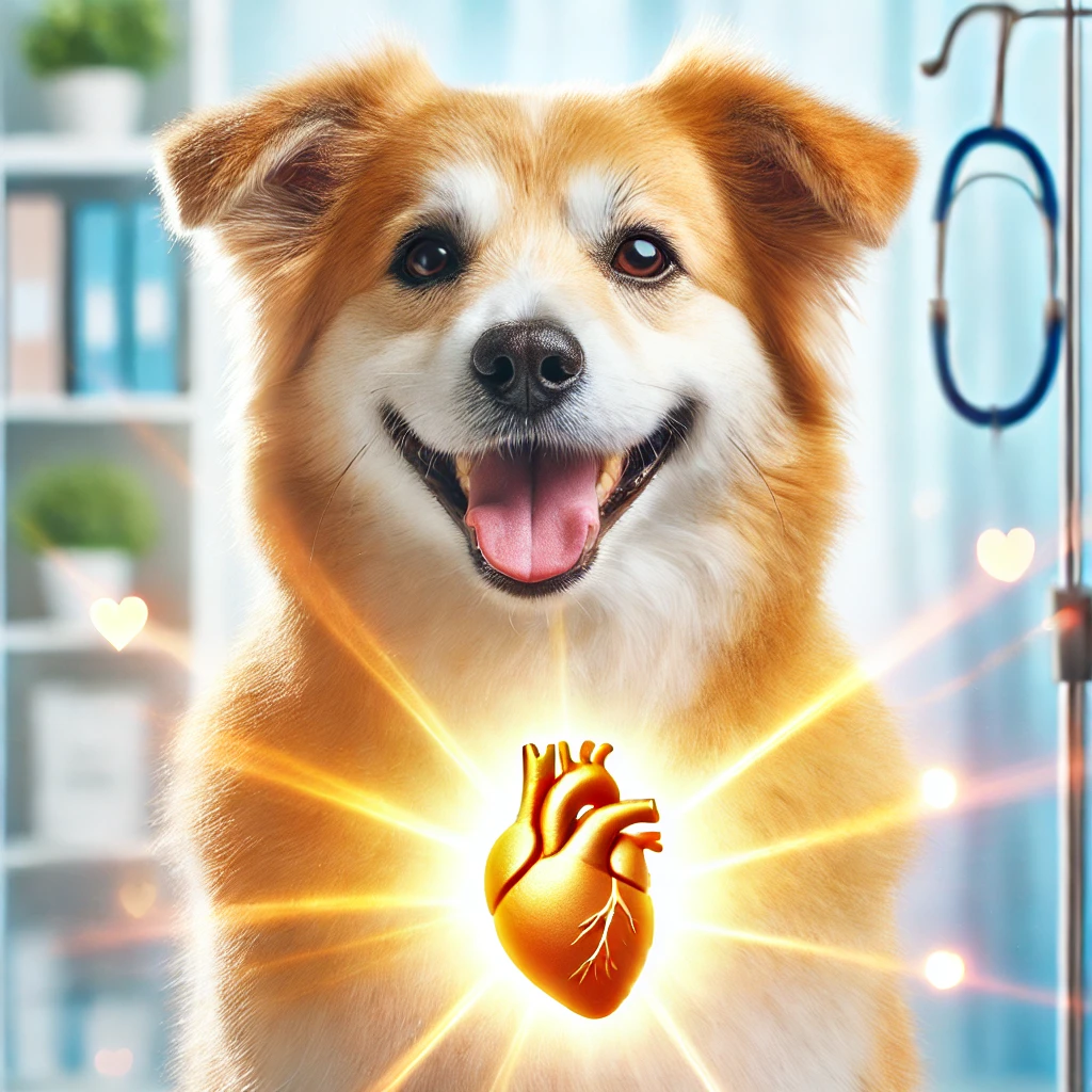 건강한 강아지가 밝은 배경에서 활기찬 모습