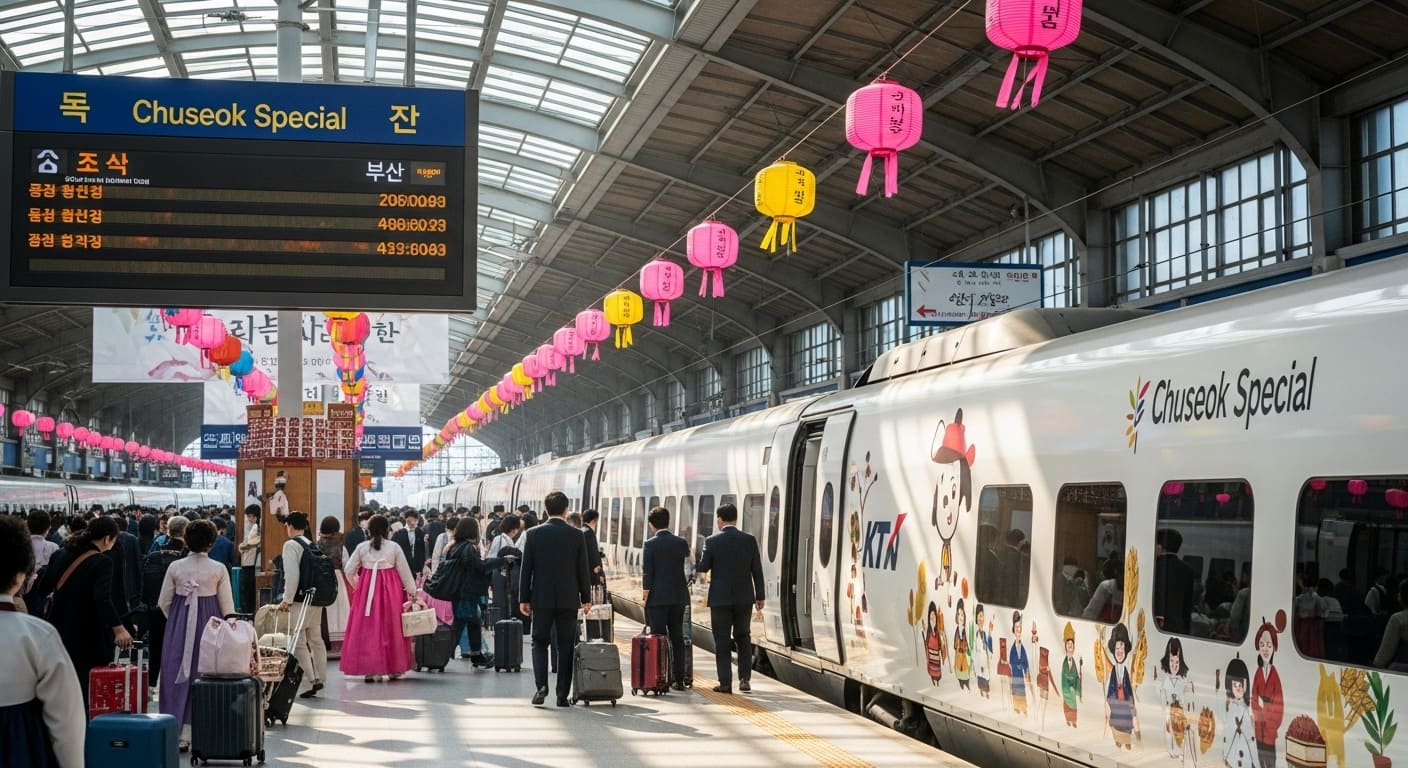 추석 기차표 대기좌석 신청을 위해 줄을 서는 모습
