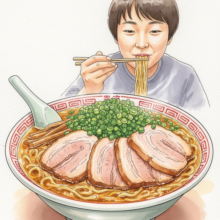 김이 모락모락 나는 마쓰야마 라멘 한 그릇