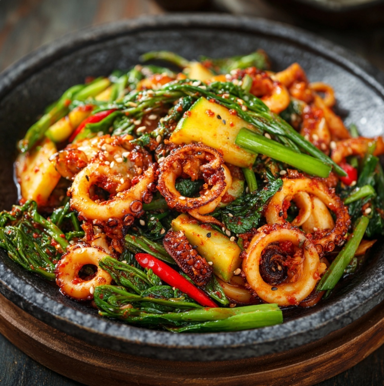 불맛가득한 완성된 오징어 볶음