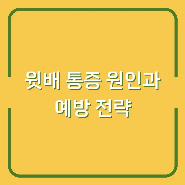 윗배 통증 원인과 예방 전략