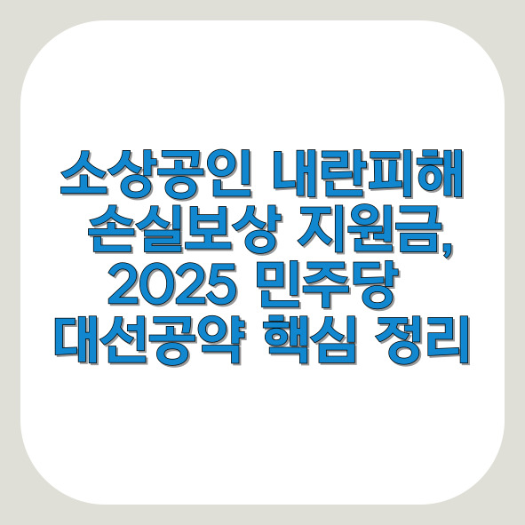 소상공인 내란피해 손실보상 지원금, 2025 민주당 대선공약 핵심 정리