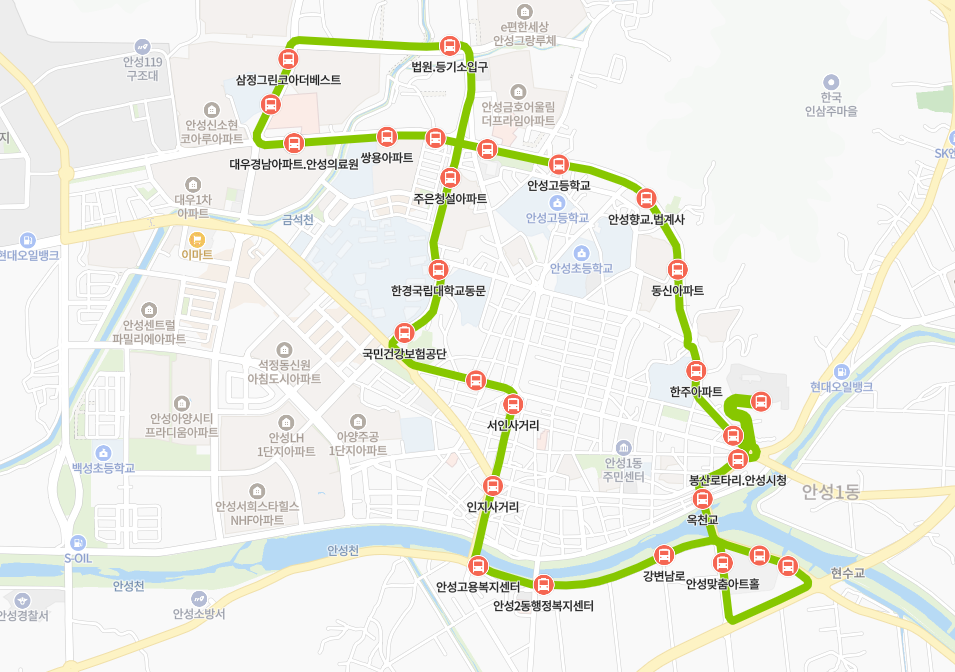 안성-90번-버스-노선-지도