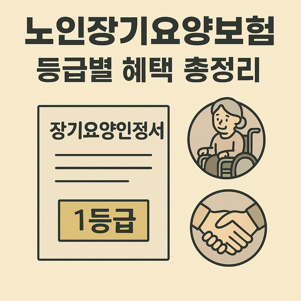 노인장기요양보험 등급별 혜택과 지원금, 신청 절차를 한눈에 정리했습니다. 1~5등급, 인지지원등급별 차이와 돌봄 서비스, 재가&middot;시설 급여 등 실질적인 지원 내용을 자세히 확인해보세요.