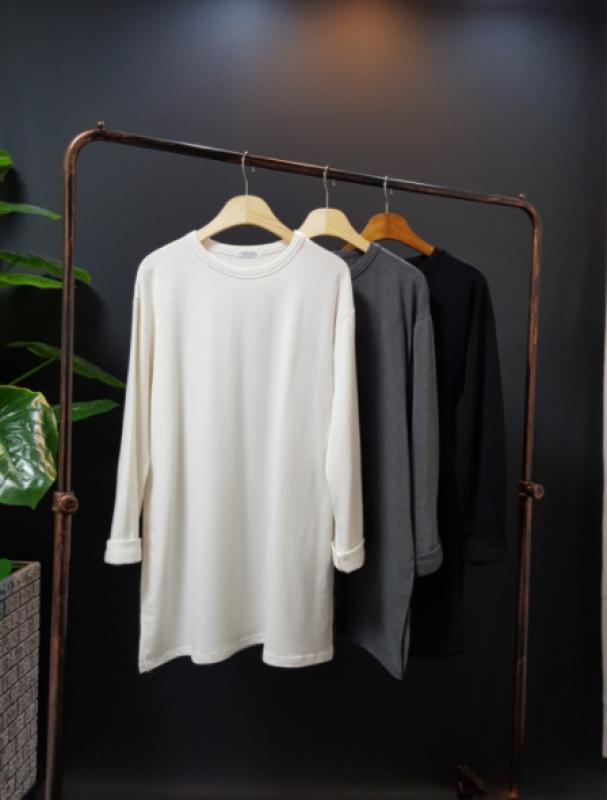 여성 긴팔 빅사이즈 기본이너 레이어드 레깅스 루즈핏 무지 롱 기모 티셔츠