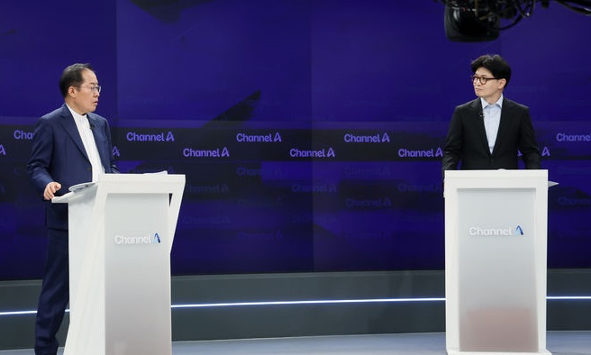 홍준표 한동훈 맞수토론 장면