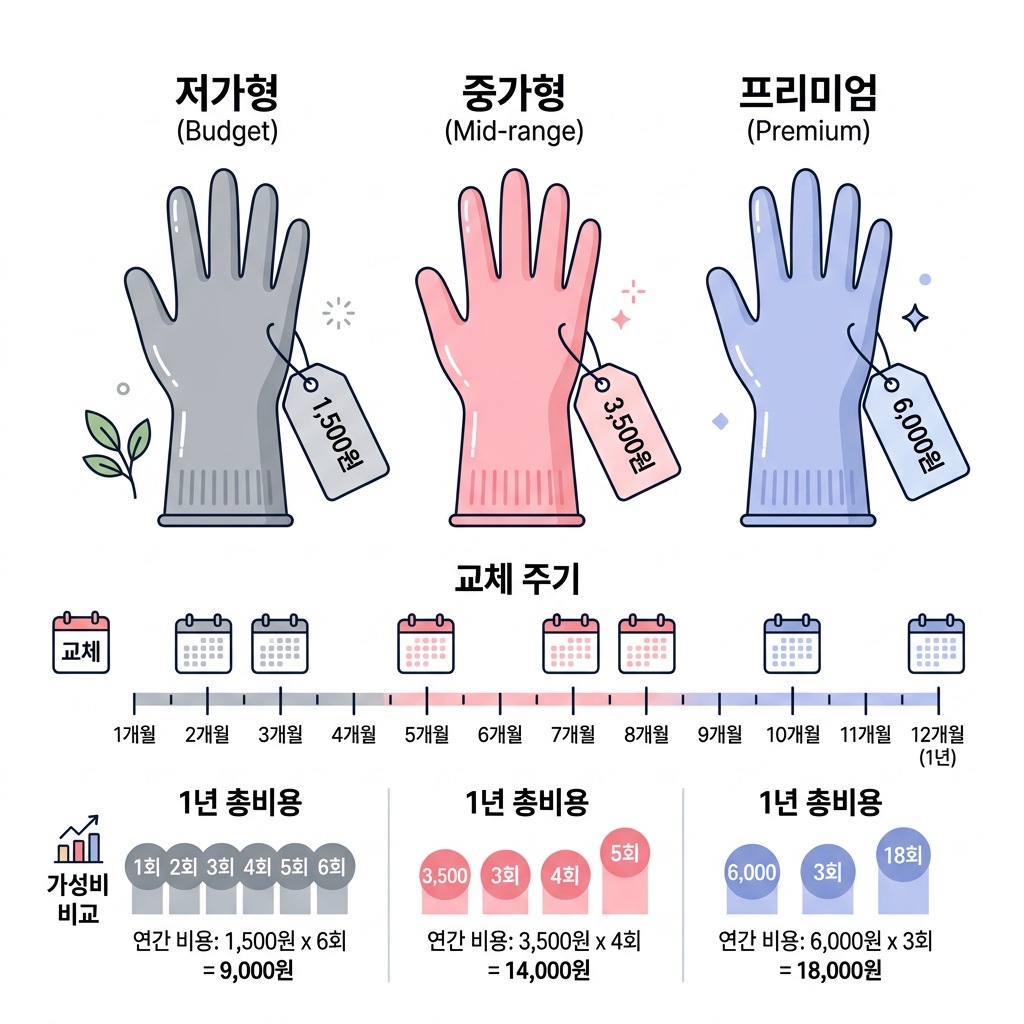 주방 고무장갑 고르는법 3종 비교