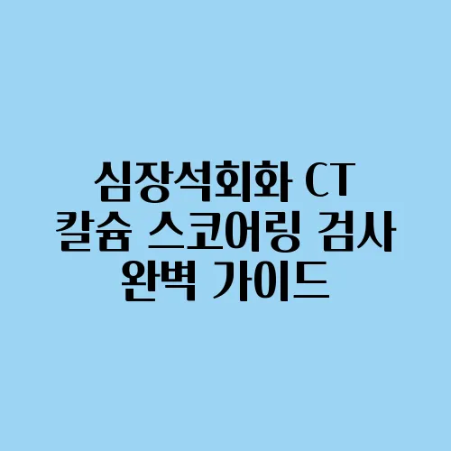 심장석회화 CT 칼슘 스코어링 검사 완벽 가이드