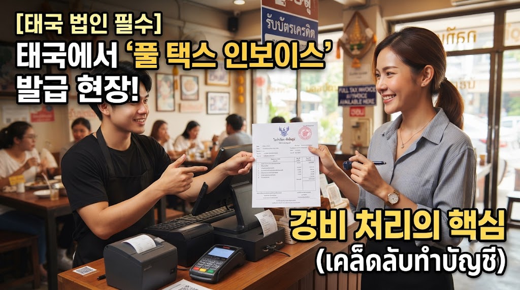 태국 현지 매장에서 세금 식별번호를 제시하고 Full Tax Invoice를 발급받는 모습