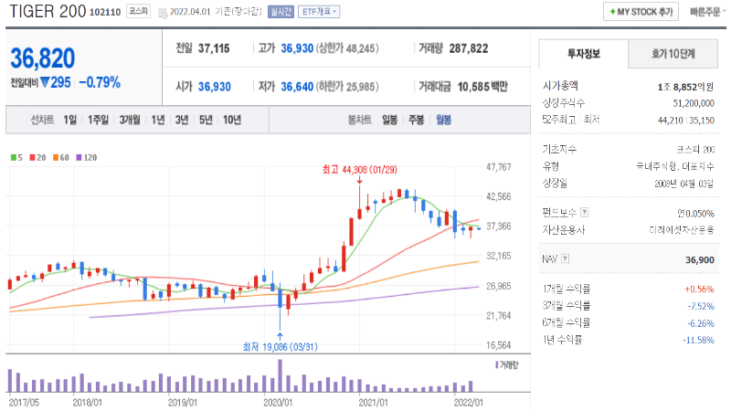 TIGER-200-종목검색