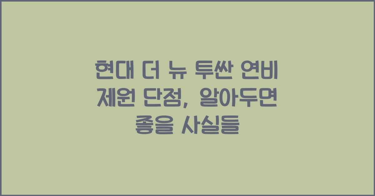 현대 더 뉴 투싼 연비 제원 단점