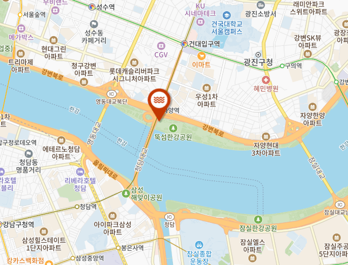 뚝섬 한강공원 썰매장 지도